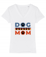 Dog Mom Tricou mânecă scurtă guler V Damă Evoker