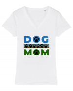 Dog Mom Tricou mânecă scurtă guler V Damă Evoker