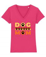 Dog Mom Tricou mânecă scurtă guler V Damă Evoker