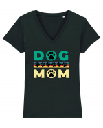 Dog Mom Tricou mânecă scurtă guler V Damă Evoker