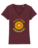 Never Stop Growing Tricou mânecă scurtă guler V Damă Evoker