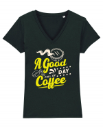 A Good Day Full of Coffee Tricou mânecă scurtă guler V Damă Evoker