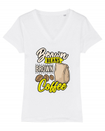 Brown Beans Brown Coffee Tricou mânecă scurtă guler V Damă Evoker