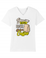 Brown Beans Brown Coffee Tricou mânecă scurtă guler V Bărbat Presenter