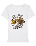 Coffee and Peace Tricou mânecă scurtă guler larg fitted Damă Expresser