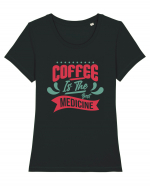 Coffee is the Best Medicine Tricou mânecă scurtă guler larg fitted Damă Expresser