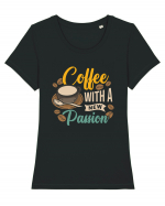 Coffee with a New Passion Tricou mânecă scurtă guler larg fitted Damă Expresser