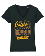 Coffee with an Attitude Tricou mânecă scurtă guler V Damă Evoker