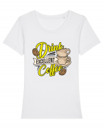 Drink Excellent Coffee Tricou mânecă scurtă guler larg fitted Damă Expresser