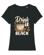 Drink it Black Tricou mânecă scurtă guler larg fitted Damă Expresser