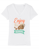 Enjoy the Morning Tricou mânecă scurtă guler V Damă Evoker