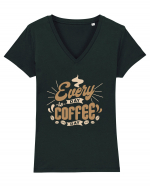 Everyday is Coffee Day Tricou mânecă scurtă guler V Damă Evoker