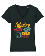 Making Your Day Smarter With Coffee Tricou mânecă scurtă guler V Damă Evoker