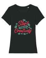 Start Thinking Creatively Tricou mânecă scurtă guler larg fitted Damă Expresser