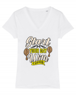 Start Your Day with Coffee Tricou mânecă scurtă guler V Damă Evoker