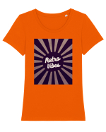 Retro Vibe Tricou mânecă scurtă guler larg fitted Damă Expresser
