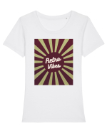 Retro Vibe Tricou mânecă scurtă guler larg fitted Damă Expresser