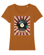 Retro party Tricou mânecă scurtă guler larg fitted Damă Expresser