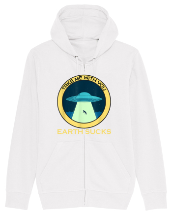 Earth Sucks Take Me With You Funny Alien White
