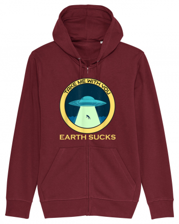 Earth Sucks Take Me With You Funny Alien Burgundy
