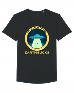 Earth Sucks Take Me With You Funny Alien Tricou mânecă scurtă guler larg Bărbat Skater