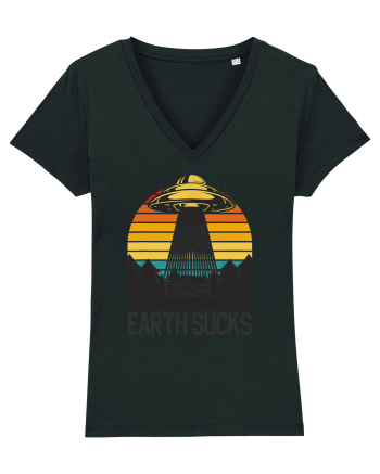 Earth Sucks Take Me With You Funny Alien Abduction Black