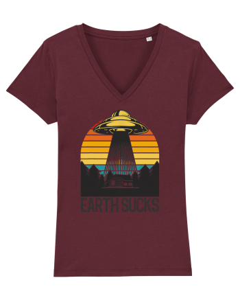 Earth Sucks Take Me With You Funny Alien Abduction Burgundy