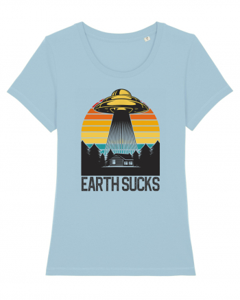 Earth Sucks Take Me With You Funny Alien Abduction Sky Blue