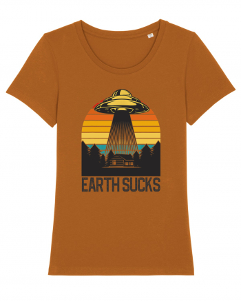 Earth Sucks Take Me With You Funny Alien Abduction Roasted Orange
