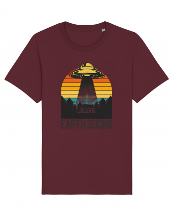 Earth Sucks Take Me With You Funny Alien Abduction Burgundy