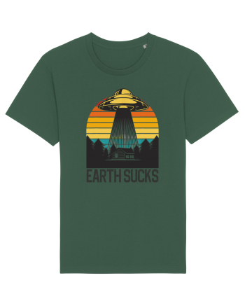 Earth Sucks Take Me With You Funny Alien Abduction Bottle Green