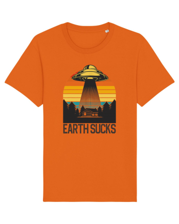Earth Sucks Take Me With You Funny Alien Abduction Bright Orange