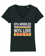 10% Noodles 90% Love Tricou mânecă scurtă guler V Damă Evoker