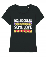 10% Noodles 90% Love Tricou mânecă scurtă guler larg fitted Damă Expresser