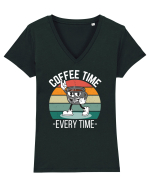 Coffee Time Every Time Tricou mânecă scurtă guler V Damă Evoker