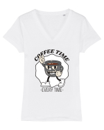 Coffee Time Every Time Tricou mânecă scurtă guler V Damă Evoker