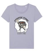 Coffee Time Every Time Tricou mânecă scurtă guler larg fitted Damă Expresser