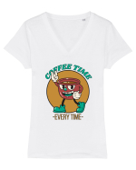 Coffee Time Every Time Tricou mânecă scurtă guler V Damă Evoker