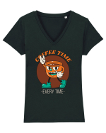 Coffee Time Every Time Tricou mânecă scurtă guler V Damă Evoker