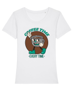 Coffee Time Every Time Tricou mânecă scurtă guler larg fitted Damă Expresser
