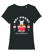 Eat Ramen for a longer life Tricou mânecă scurtă guler larg fitted Damă Expresser