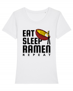 Eat Sleep Ramen Repeat Tricou mânecă scurtă guler larg fitted Damă Expresser