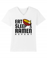 Eat Sleep Ramen Repeat Tricou mânecă scurtă guler V Bărbat Presenter