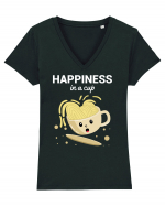 Happiness in a Cup Tricou mânecă scurtă guler V Damă Evoker