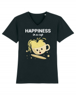 Happiness in a Cup Tricou mânecă scurtă guler V Bărbat Presenter