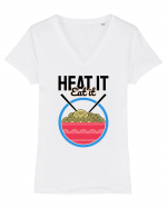 Heat it Eat it Tricou mânecă scurtă guler V Damă Evoker