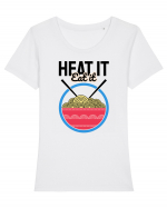 Heat it Eat it Tricou mânecă scurtă guler larg fitted Damă Expresser