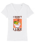 I don't like men I like Ra-men Tricou mânecă scurtă guler V Damă Evoker