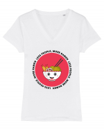 Less People More Ramen Tricou mânecă scurtă guler V Damă Evoker