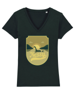 Retro Loch Ness Tricou mânecă scurtă guler V Damă Evoker
